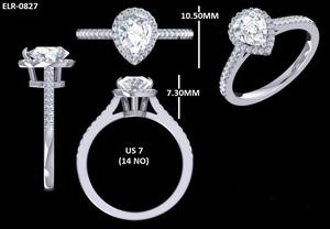 1 Ct Pear Cut Lab Grown Diamond <b>Jewelry</b> For Women's, Solid 10k/14k/18k White <b>Gold</b> Halo Ring, Diamond Engagement Wedding Ring - Product Image 6