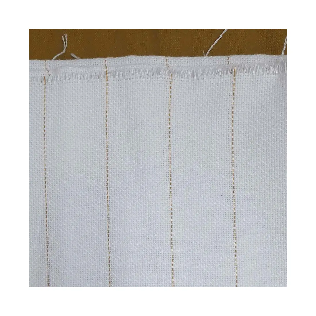 La mejor calidad 100% algodón reciclado PET poliéster monjes tela con línea dorada telas bordadas a mano y mechones reutilizables
