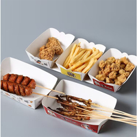Plateau en papier kraft jetable à prix d'usine, boîte en papier simple pour frites et poulet frit, faible MOQ