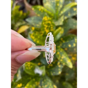 Citrine Moonstone Cocktail <b>Ring</b> 925 Sterling Silver Handmade Statement Gemstone <b>Ring</b> Wholesale Jewelry Supplier - Product Image 5