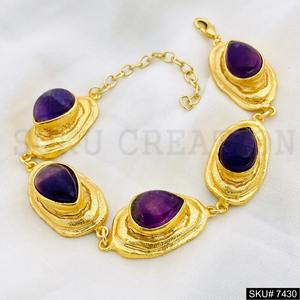 <b>Gold</b> Plated Handmade Unique Designer Gemstone <b>Bracelet</b> SKU7430 Custom Wholesale Germanium Tourmaline Wristband <b>Bracelets</b> Men - Product Image 3