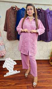 Ensemble musulman traditionnel deux pièces Coord pour femmes modeste chemisier en dentelle florale cordon de pantalon nouvelle version dinde en gros inde malaisie - Product Image 3