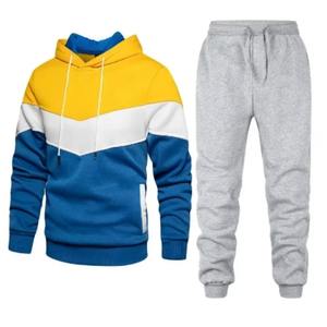 Conjuntos de ropa deportiva informal de otoño e invierno para hombres y mujeres, ropa de marca con Sudadera con capucha y pantalones de empalme, chándal con logotipo frontal - Product Image 3