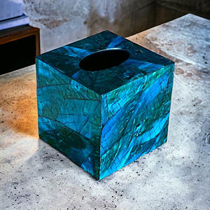 Boîte à mouchoirs classique en os incrusté de nacre, accessoires de décoration de table en nacre pour la maison et l'hôtel, créations antiques polyvalentes - Product Image 3