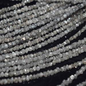 Cuentas de diamante en bruto blanco de alta calidad, collar de cuentas de diamante en bruto blanco de excelente calidad, piedras preciosas blancas sueltas para hacer joyas - Product Image 3