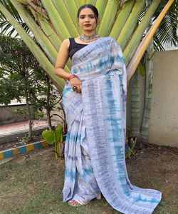 BOLLYWOOD GEORGETTE IMPRESO DIGITAL LISTO PARA LLEVAR SAREE CON BLUSA DESCOSADA ROPA DE NOVIA PRECIO AL POR MAYOR ROPA ÉTNICA - Product Image 1