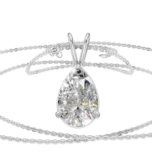 Collar con Colgante de Moissanita de Corte Pera de 2 Quilates en Oro Blanco Sólido de 14K para Mujer, con Cadena de Eslabones, para Fiestas y Regalos - Product Image 1