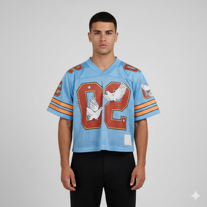 Camiseta de fútbol americano, tela de malla, ropa de alta calidad para adultos, camiseta de malla con cuello en V, camisetas de manga corta de gran tamaño, camisetas americanas - Product Image 3