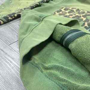 Manufacturer Rhinestone <b>Leopard</b> <b>Print</b> Men's <b>Hoodie</b> Custom Heavyweight Vintage Distressed Zip up 100% Cotton <b>Hoodie</b> - Product Image 3