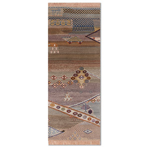 พรมไหมพรมผสมไหมไผ่สีน้ำตาลเบจ แมนชาฮ่า ลายเรขาคณิตสูง รูปทรงสี่เหลี่ยมผืนผ้า สำหรับบ้าน ห้องนั่งเล่น ทางเดิน-Les-2730 - Product Image 1