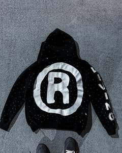 Survêtements pour hommes, coupe ample, style streetwear, avec strass, en polaire, à capuche, entièrement brodés, respirants, streetwear OEM - Product Image 5