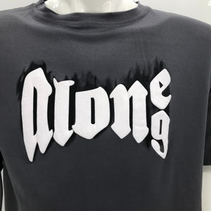 Long T-shirt tricoté 100% coton personnalisé pour hommes avec lettrage imprimé respirant de haute qualité - Product Image 2