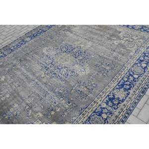 Alfombra Turca de 7.9x10.5 pies, Alfombra Vintage Extra Grande, Alfombra Floral Azul Grisácea - Product Image 5