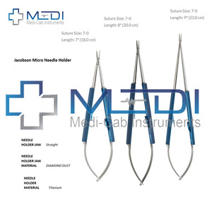 Titane bleu ensemble de 3 équipements dentaires manuels Castroviejo porte-aiguille mâchoires droites Instruments chirurgicaux chirurgie titane - Product Image 2