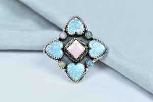 Pink <b>Conch</b> and Opal Sterling Silver Statement <b>Ring</b> for Women - Product Image 5