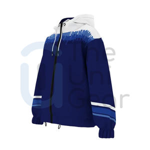 Bleu imperméable mode coupe-vent veste pour hommes femmes nouvelle impression hiver à capuche Blouson fermeture éclair veste extérieure pour la saison de printemps - Product Image 5