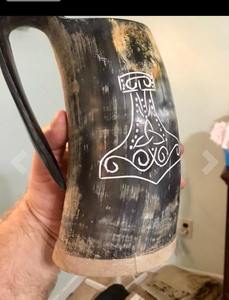 Viking personnalisable or jante bière tasse eau potable corne pour les fêtes sculpté à la main noël poli étanche Faizacraft - Product Image 4