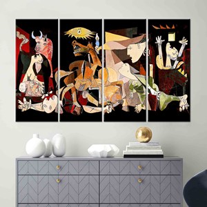 Impression sur toile moderne Picasso - Œuvre d'art abstraite et surréaliste pour une décoration intérieure élégante, 4P : encadrée - Product Image 1