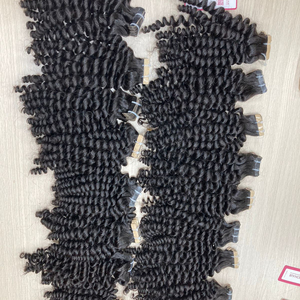 100% alta calidad 100g cinta sin enredos sin derramamiento al por mayor extensiones de cabello humano crudo rizado estilo ondulado profundo - Product Image 1