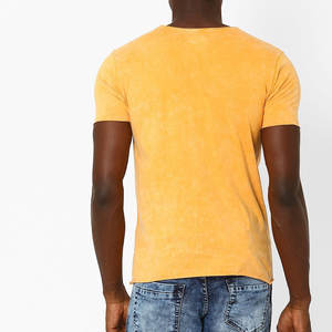 T-shirt en coton pur à lavage acide de couleur unie, faible MOQ, couleur personnalisée, t-shirt pour homme à lavage acide - Product Image 3