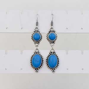 Boucles d'oreilles pendantes multicolores turquoise en argent plaqué 925, bijoux bohèmes de luxe faits à la main, gouttes de cristal, cadeau de mariage pour elle, pièce maîtresse - Product Image 1