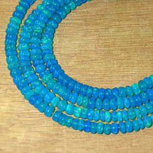 Cuentas Sueltas de Ópalo de Fuego Azul Natural, Redondas, de 3-5 mm, para la Elaboración de Joyas - Product Image 1