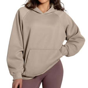 Sweat-shirts à épaules tombantes surdimensionnés pour femmes de qualité supérieure, couleur unie, logo personnalisé, pull vierge 100% coton, vêtements d'hiver - Product Image 5