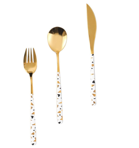 Couverts en métal argenté modernes Cuillère à café Cuillère à café Manche coloré Couverts Couteau à beurre Cuillère Couverts en métal - Product Image 6