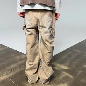 Jeans en denim pour hommes, style américain vintage, 3D, streetwear, long, hiver, coupe droite, jambe large, mi-délavé, ample, <span class=keywords><strong>cargo</strong></span>, broderie, jeans délavés - Product Image 2