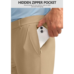 Pantalones de golf informales para hombre, ligeros, de lona de algodón 100%, transpirables, con cordón de cintura media, pantalones holgados, método de tejido no tejido - Product Image 4