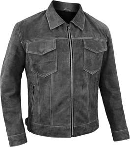Chaqueta de camionero de ante de estilo occidental clásico para hombre, ropa de abrigo de invierno ligera informal de cuero de ante genuino suave, tela de lona - Product Image 6