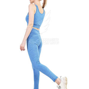 Ensemble de yoga pour femmes de haute qualité avec logo personnalisé, soutien-gorge et leggings, 100% coton, respirant, durable, confortable pour la salle de sport, les entraînements de fitness - Product Image 5