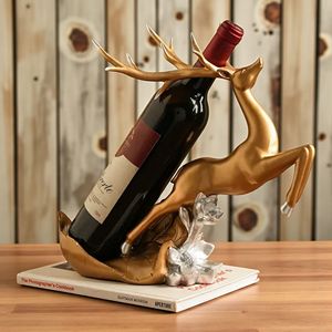 Estantes de vino de mesa, decoración de vino para cocina, Bar, decoración del hogar, resina de ciervo dorado, soporte de vino de resina, decoración de armario moderna - Product Image 5