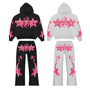 Survêtement unisexe en coton avec pierres évasées, vente en gros de pantalons de survêtement, ensemble de sweat à capuche, survêtement délavé au soleil et à l'acide, survêtement pour hommes - Product Image 4