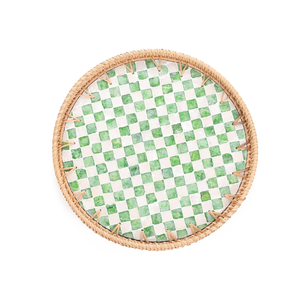 ถาดเสิร์ฟกาแฟหวายทรงกลมพร้อมกระดานลายตารางหมากรุกแม่มุกกำหนดขนาดเองได้จากเวียดนาม - Product Image 4