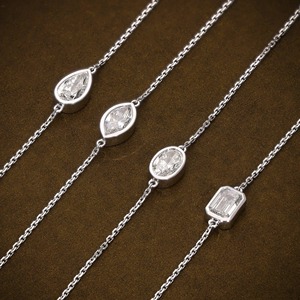 Pulsera Solitario con Diamante Cultivado en Laboratorio de Corte Ovalado, Engastado en Bisel, con Cadena de Oro de 14k, para Regalo de Boda, a Precio de Mayoreo - Product Image 5