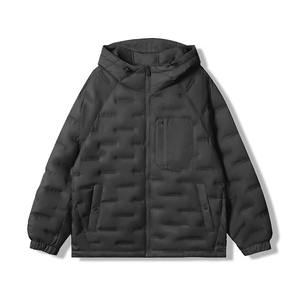 Chaqueta acolchada impermeable con capucha para hombre con cuello levantado y logotipo frontal suave al tacto invierno Puffer - Product Image 1