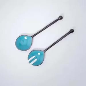 Cuchara Tenedor Mango duradero Servidor de ensalada Juego de cubiertos Juegos de vajilla Cubiertos acero espejado - Product Image 4