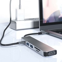 Hub 6 EN 1 1500117 para 4K 60Hz USB2.0 USB3.0 PD60 SD/TF, Material de Aluminio, Transferencia de Datos para iPad, HDTV y Computadora