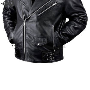 Chaqueta de motorista de cuero negro genuino estilo Vintage para hombre, chaqueta de motorista de tela ODM personalizada resistente al agua con forro térmico - Product Image 5