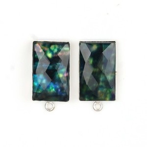 Pendentif rectangulaire en argent sterling plaqué rhodium avec charme en ammolite bleue et quartz hydro, bijoux faits à la main unisexe - Product Image 6