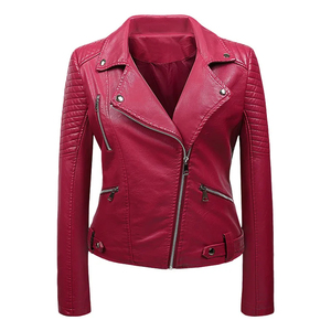 Moda Casual Street Slim Fit motocicleta corta PU cuero mujer chaqueta cuero de vaca genuino - Product Image 2