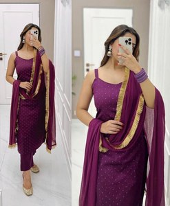 Conjunto de traje de fiesta de diseñador con trabajo de lámina - Product Image 3