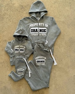 Tuta sportiva per bambini DRANOE con cappuccio e cerniera, manica lunga, in cotone, casual, per l'autunno, con stampa design, colore nero - Product Image 2
