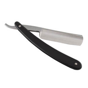 Rasoir droit de barbier de qualité supérieure, ergonomique, réutilisable, de qualité professionnelle, avec manche en bois pliable, pour barbiers, cheveux et barbe - Product Image 1