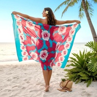 Paréo floral hibiscus tendance, imprimé tropical, léger, pour la plage, jupe de plage, couverture de plage