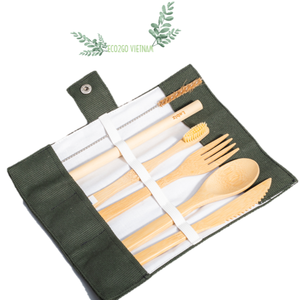 Hot Sale Natural Bamboo Cutlery Set Travel in the Box/ Bamboo Cutlery Set With Bag for Using at Home, Restaurant, Hotel, Resort - Product Image 1