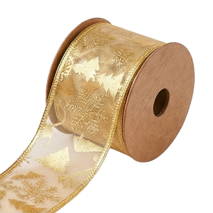 Nastro in tessuto plastico trasparente lucido da 2,7 metri con motivi festivi - Rosso, Argento, Verde e Oro - Product Image 4