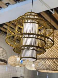 Lámpara colgante de bambú artesanal diseño ecológico artístico iluminación excepcional para hogares restaurantes resorts y decoración interior moderna - Product Image 4