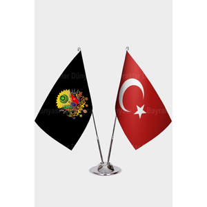 Drapeau de bureau ottoman turc à impression numérique, en satin, nylon, plastique, polyester, soie, avec mât de drapeau pour l'automobile, l'assurance, l'éducation - Product Image 1